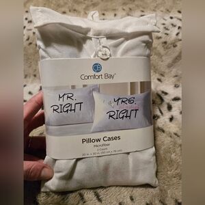 New Mr. Right and Mrs. Always Right Microfiber Pillow Cases Pair Wedding Shower
